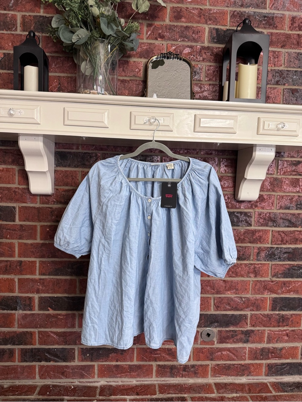 NWT Levi's Light Blue Women's Peasant Blouse size 3X
